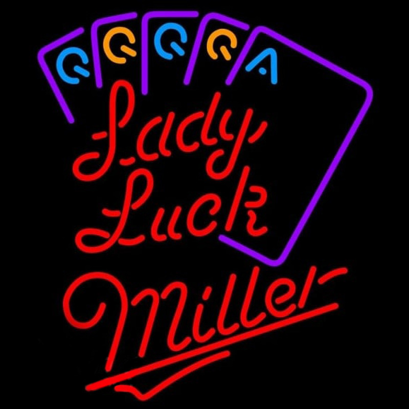 Miller Lady Luck Series Beer Sign Neonkyltti