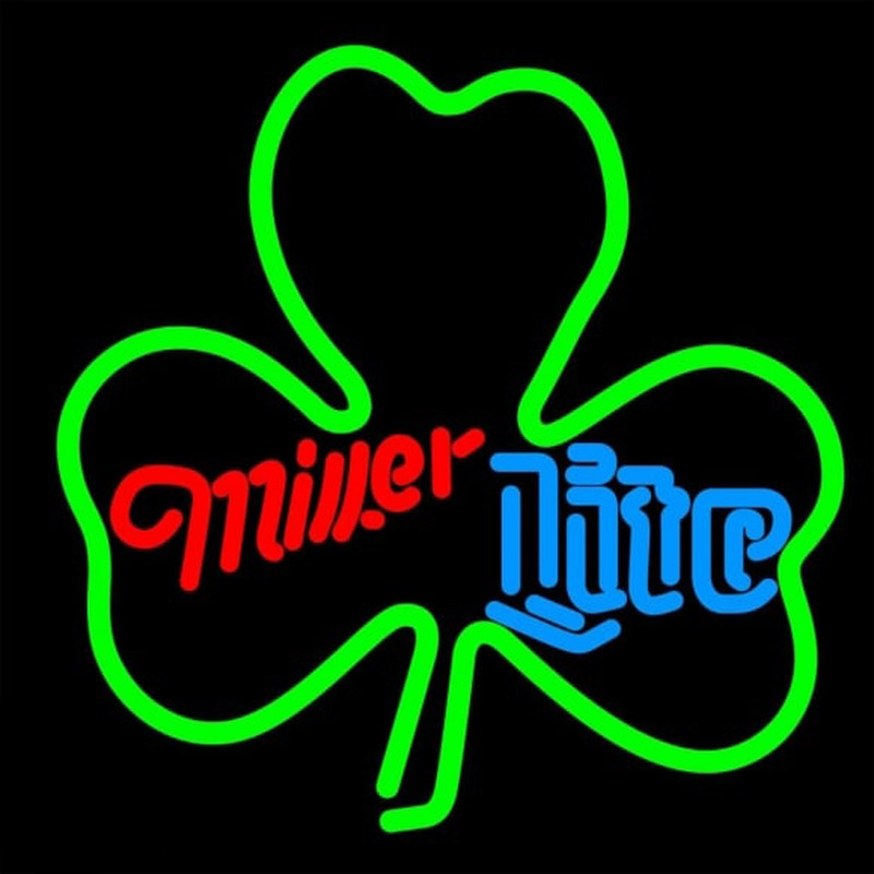 Miller Lite Green Clover Beer Sign Neonkyltti