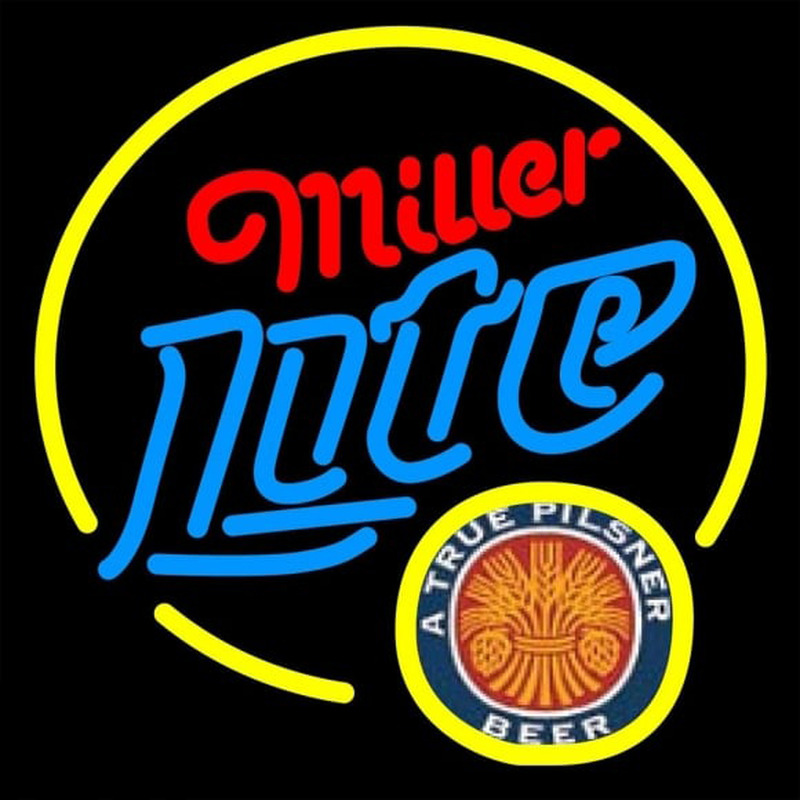 Miller Lite True Pilsner Circle Beer Sign Neonkyltti