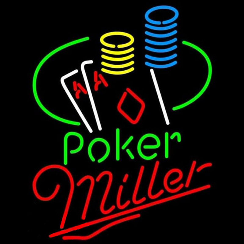 Miller Poker Ace Coin Table Beer Sign Neonkyltti