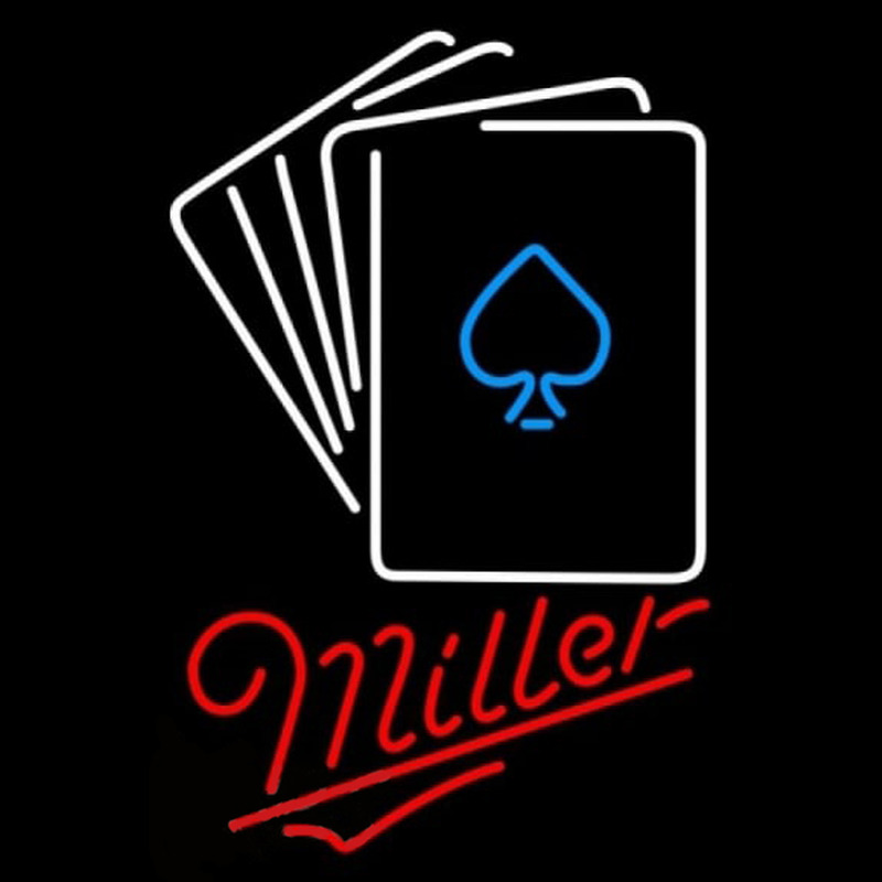 Miller Poker Cards Beer Sign Neonkyltti