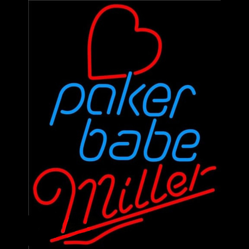 Miller Poker Girl Heart Babe Beer Sign Neonkyltti