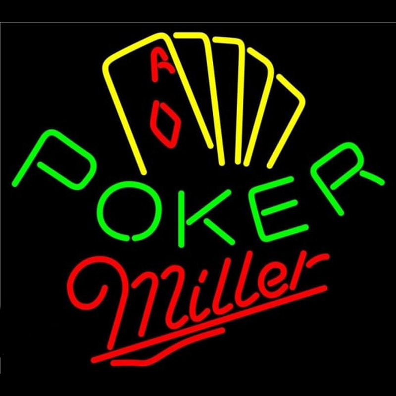 Miller Poker Yellow Beer Sign Neonkyltti