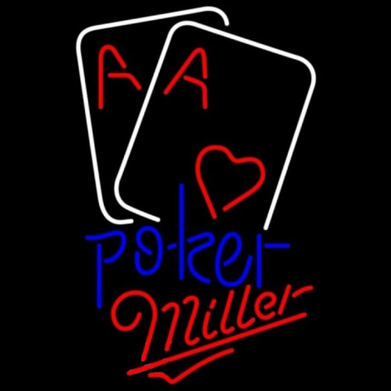 Miller Purple Lettering Red Heart White Cards Poker Beer Sign Neonkyltti