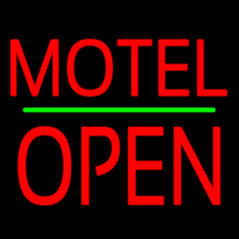 Motel Block Open Green Line Neonkyltti