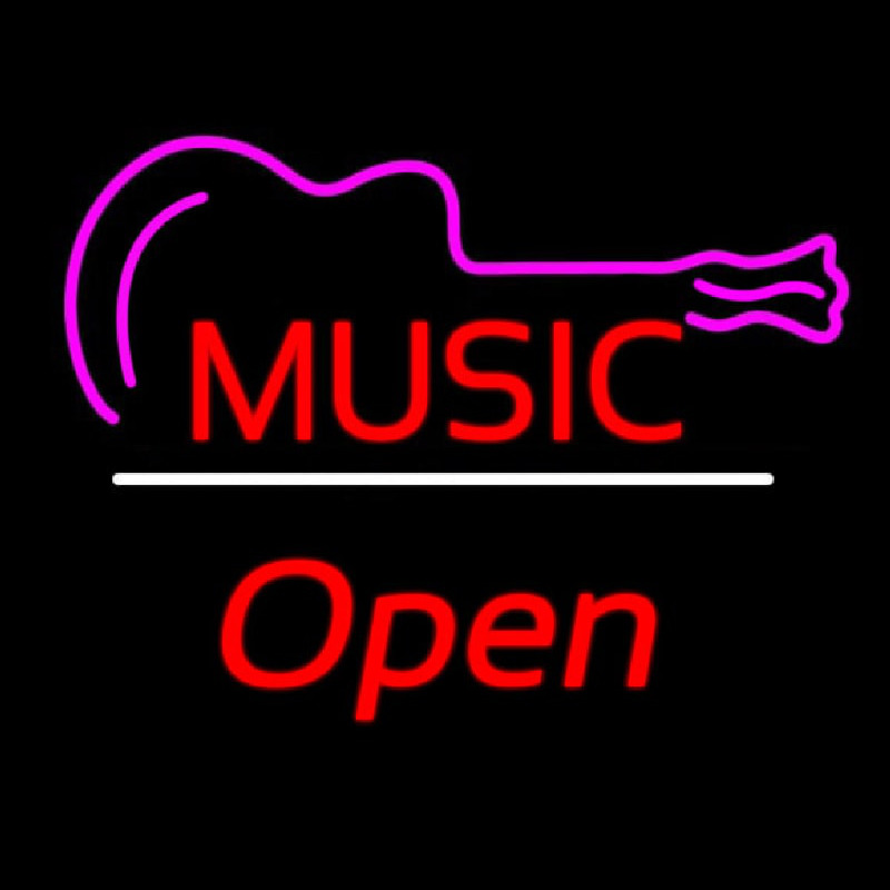 Music Logo Open White Line Neonkyltti