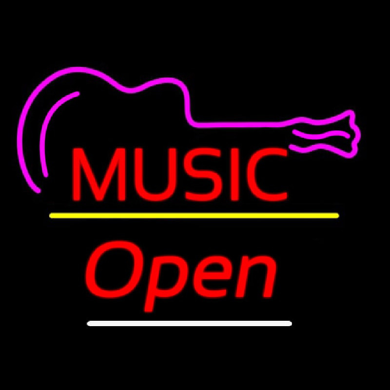 Music Logo Open Yellow Line Neonkyltti