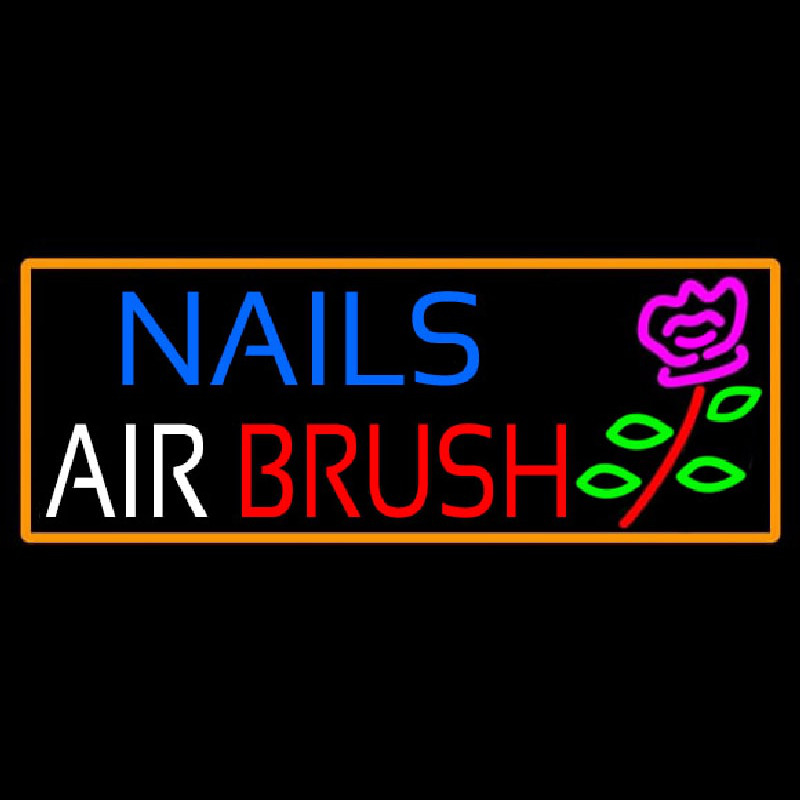 Nails Airbrush With Flower Neonkyltti