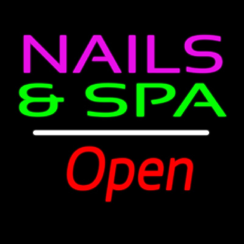 Nails And Spa Open White Line Neonkyltti