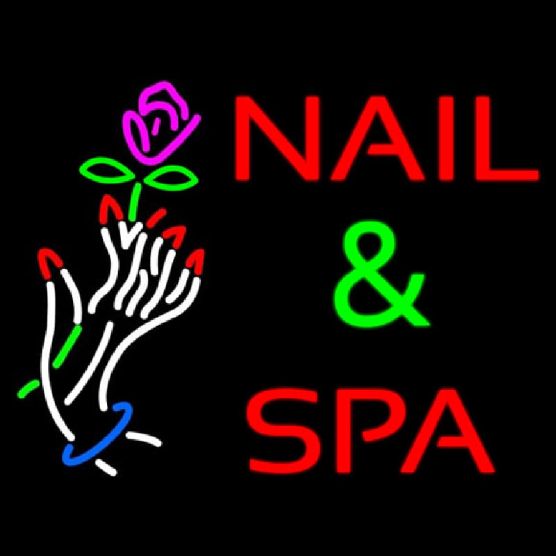 Nails And Spa With Nails And Flower Neonkyltti