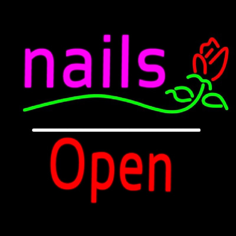 Nails Open White Line Flower Logo Neonkyltti