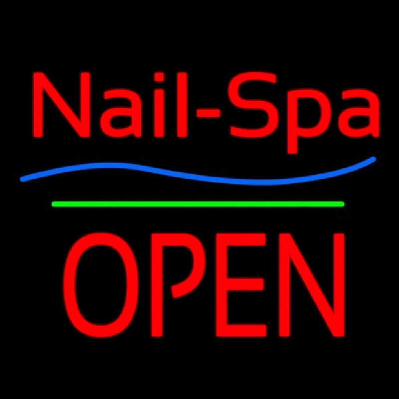 Nails Spa Block Open Green Line Neonkyltti