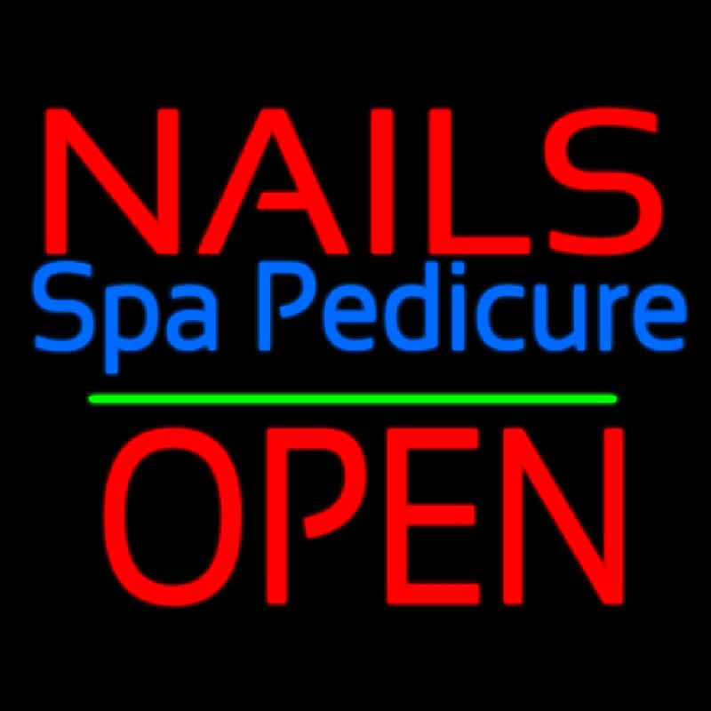 Nails Spa Pedicure Block Open Green Line Neonkyltti