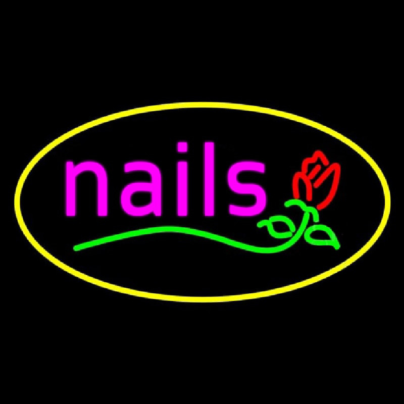 Nails With Flower Logo Oval Yellow Neonkyltti