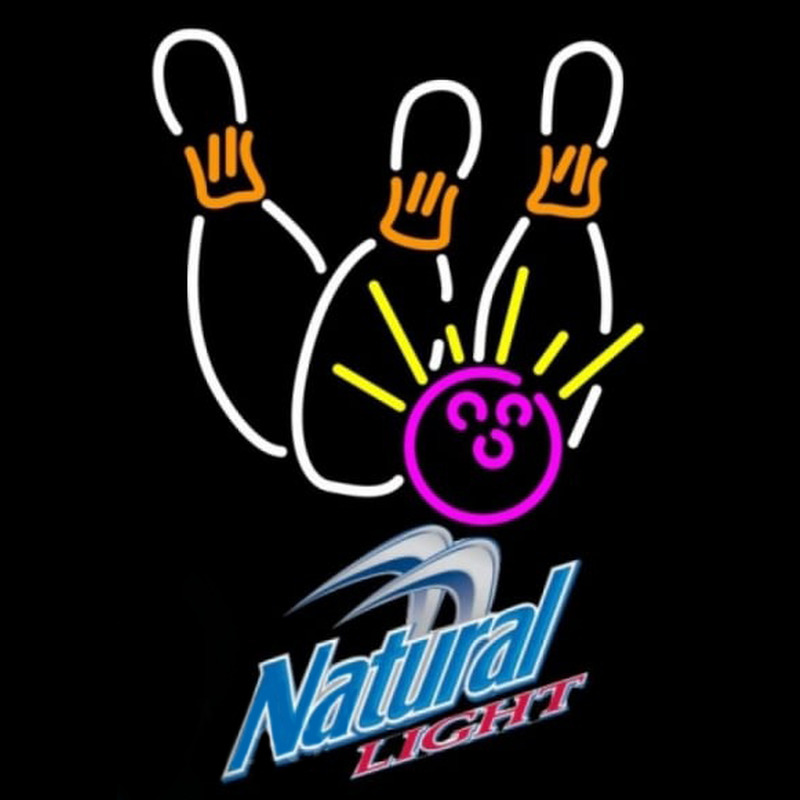 Natural Light Bowling White Pink Beer Sign Neonkyltti