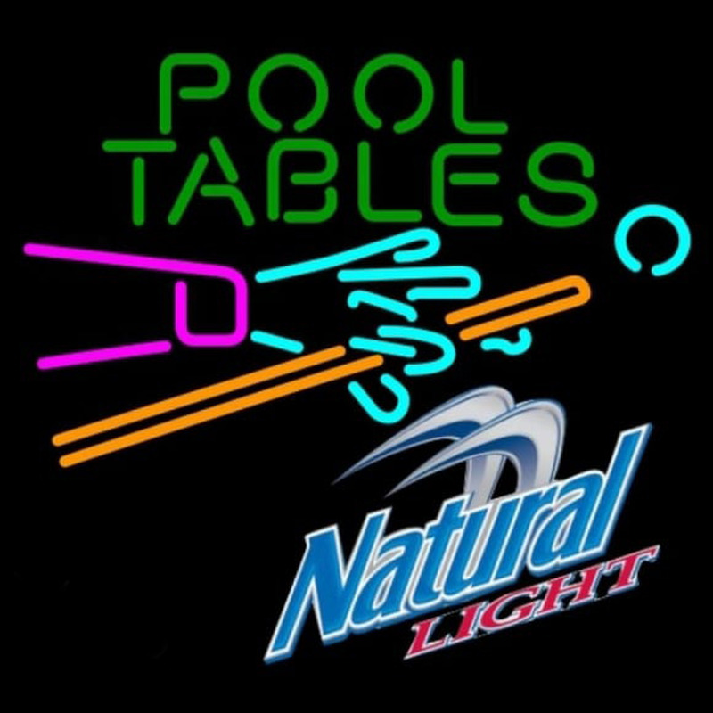 Natural Light Pool Tables Billiards Beer Sign Neonkyltti