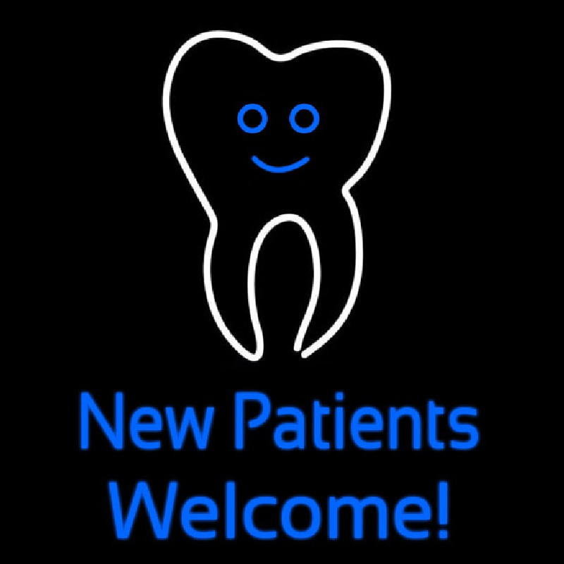 New Patients With Tooth Logo Neonkyltti