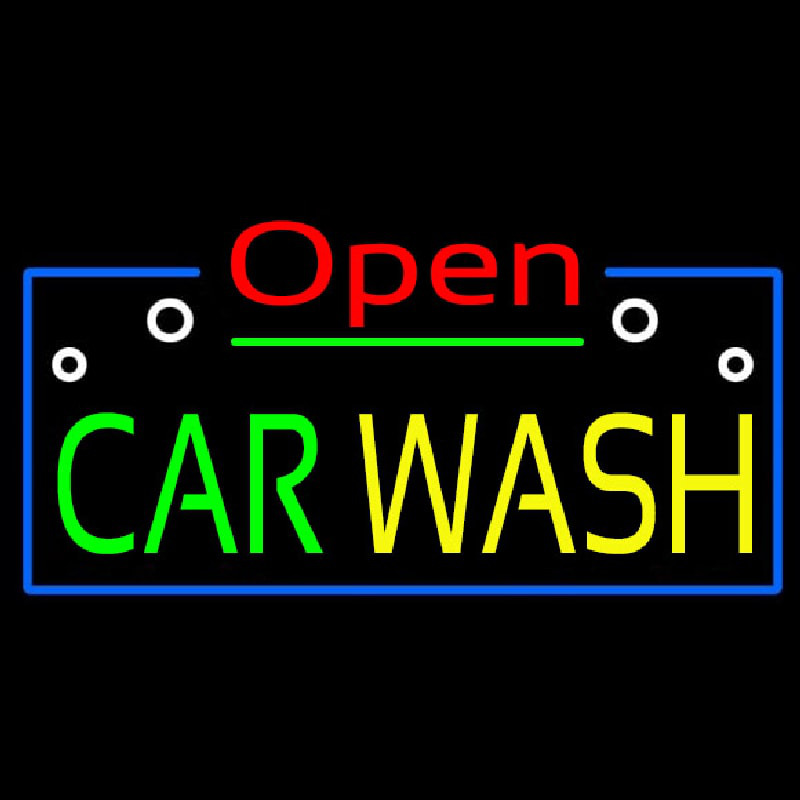 Open Car Wash Block Neonkyltti