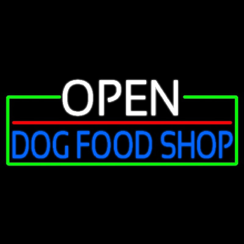 Open Dog Food Shop With Green Border Neonkyltti