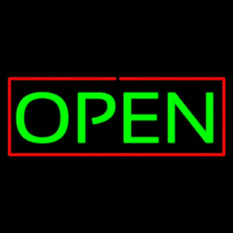 Open Horizontal Green Letters With Red Border Neonkyltti