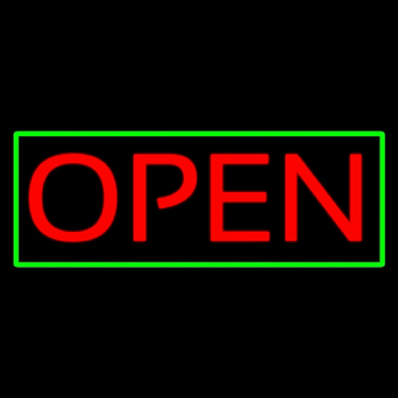 Open Horizontal Red Letters With Green Border Neonkyltti