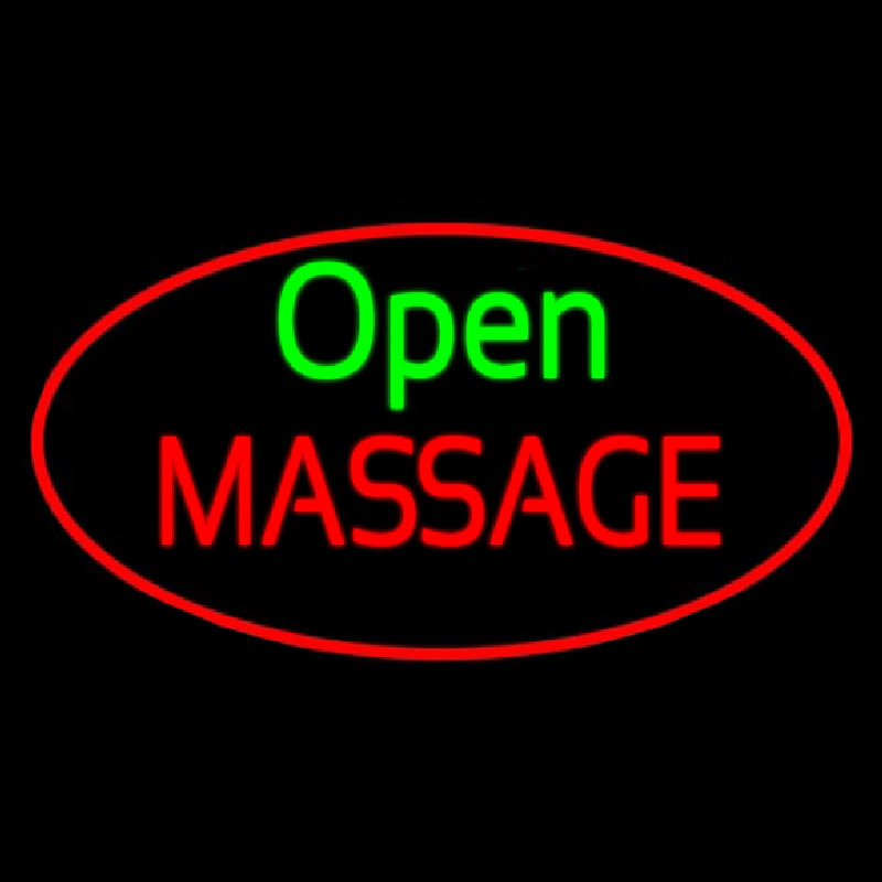 Open Massage Oval Red Neonkyltti