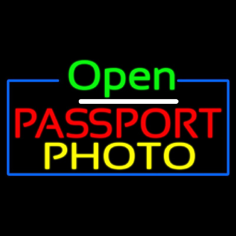 Open Passport Photo Neonkyltti