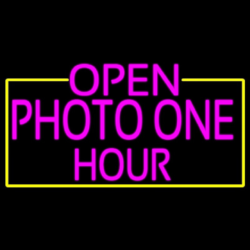 Open Photo One Hour With Yellow Border Neonkyltti