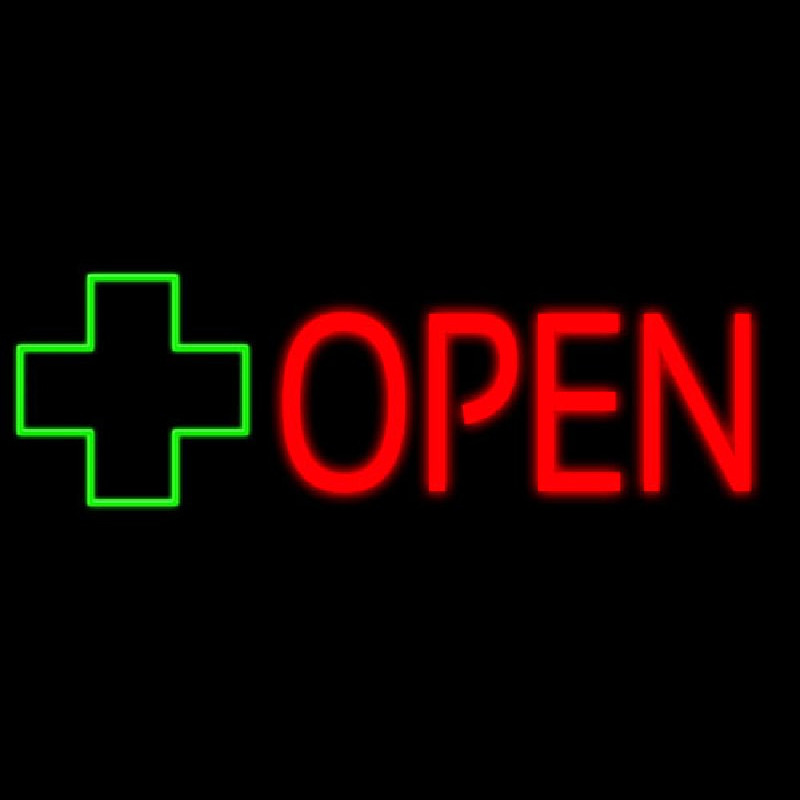 Open With Cross Logo Neonkyltti