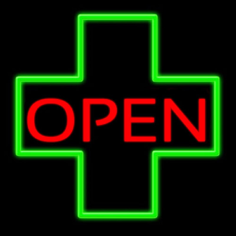 Open With Cross Logo Neonkyltti