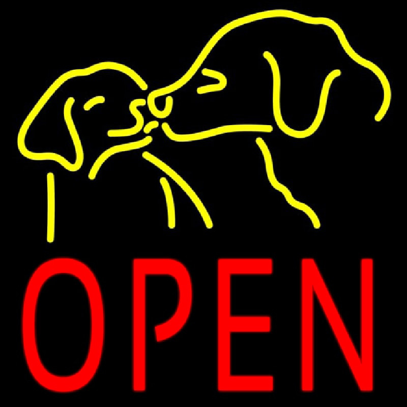 Open With Dogs Neonkyltti