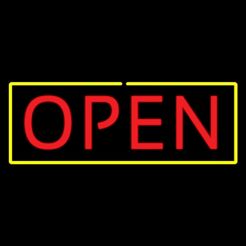 Open Yellow Border Red Letters Neonkyltti