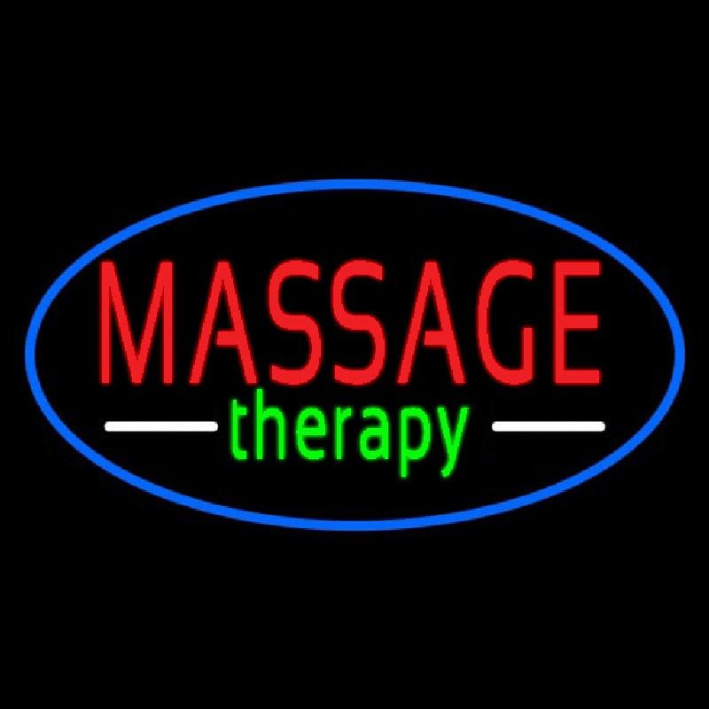 Oval Massage Therapy Blue Border Neonkyltti