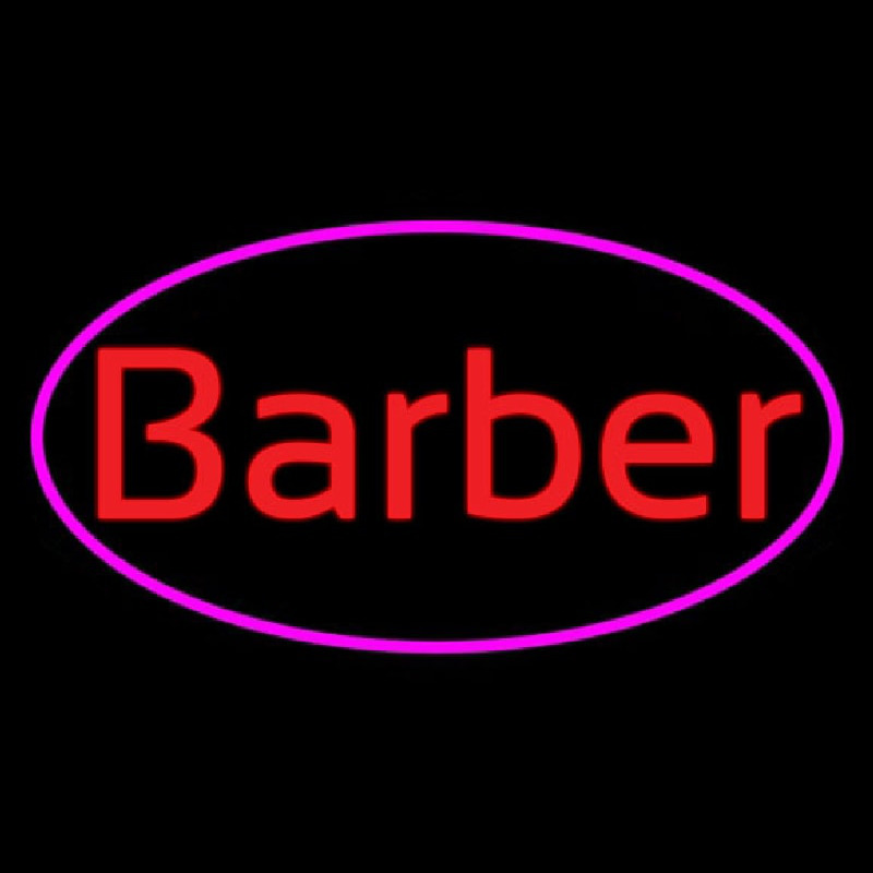 Oval Red Barber With Pink Border Neonkyltti