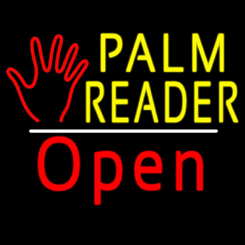 Palm Reader Logo Open White Line Neonkyltti