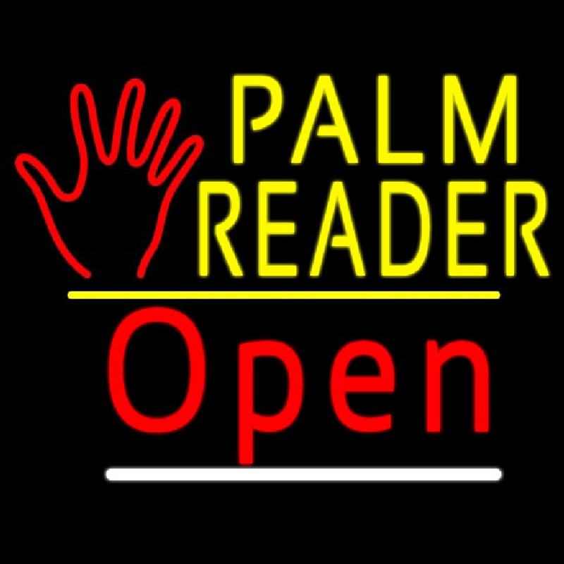 Palm Reader Logo Open Yellow Line Neonkyltti