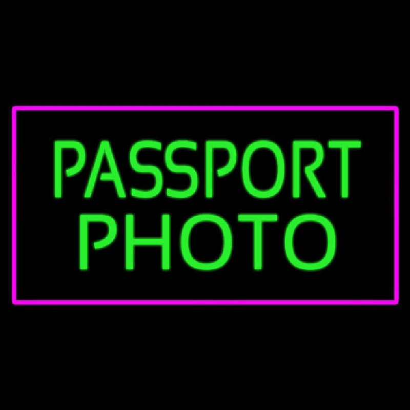 Passport Photo Purple Rectangle Neonkyltti