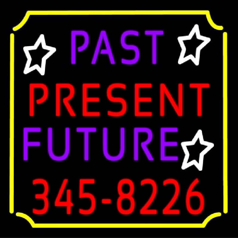 Past Present Future Border Neonkyltti