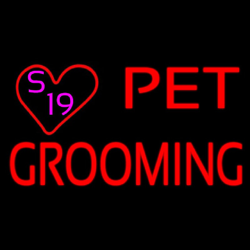 Pet Grooming With Heart Neonkyltti