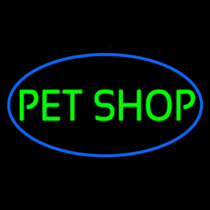 Pet Shop Oval Blue Neonkyltti