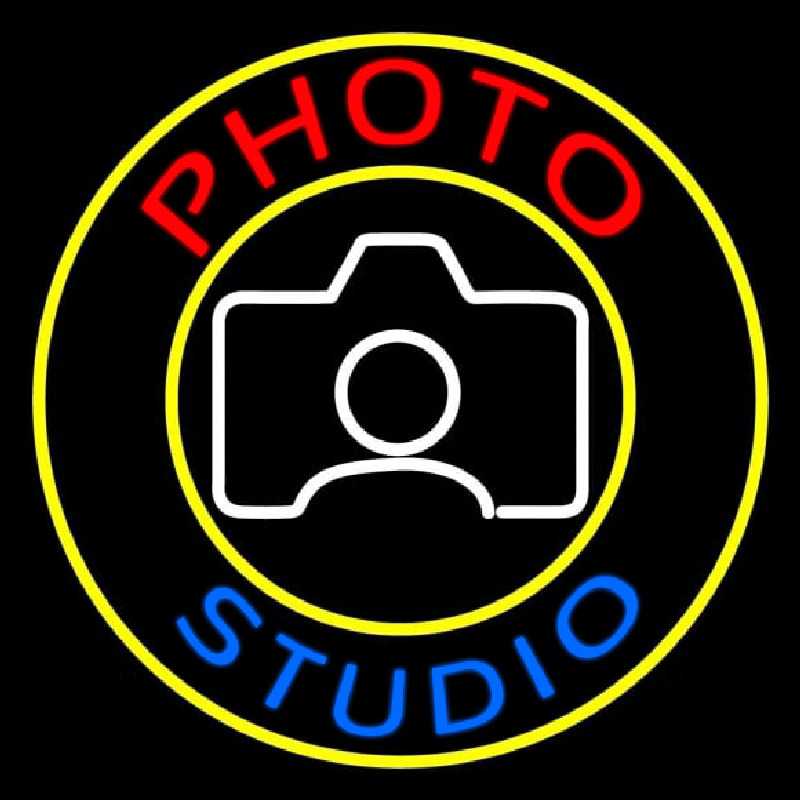 Photo Studio With Camera Logo Circle Neonkyltti