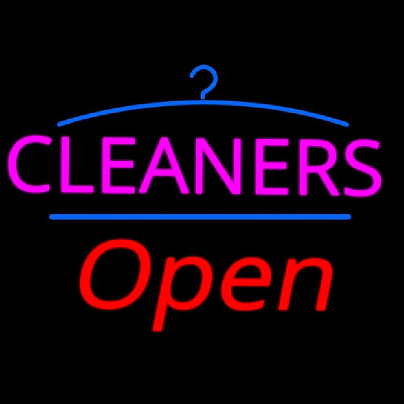 Pink Cleaners Logo Open Neonkyltti