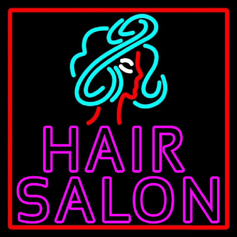 Pink Double Stroke Hair Salon With Girl Logo Neonkyltti