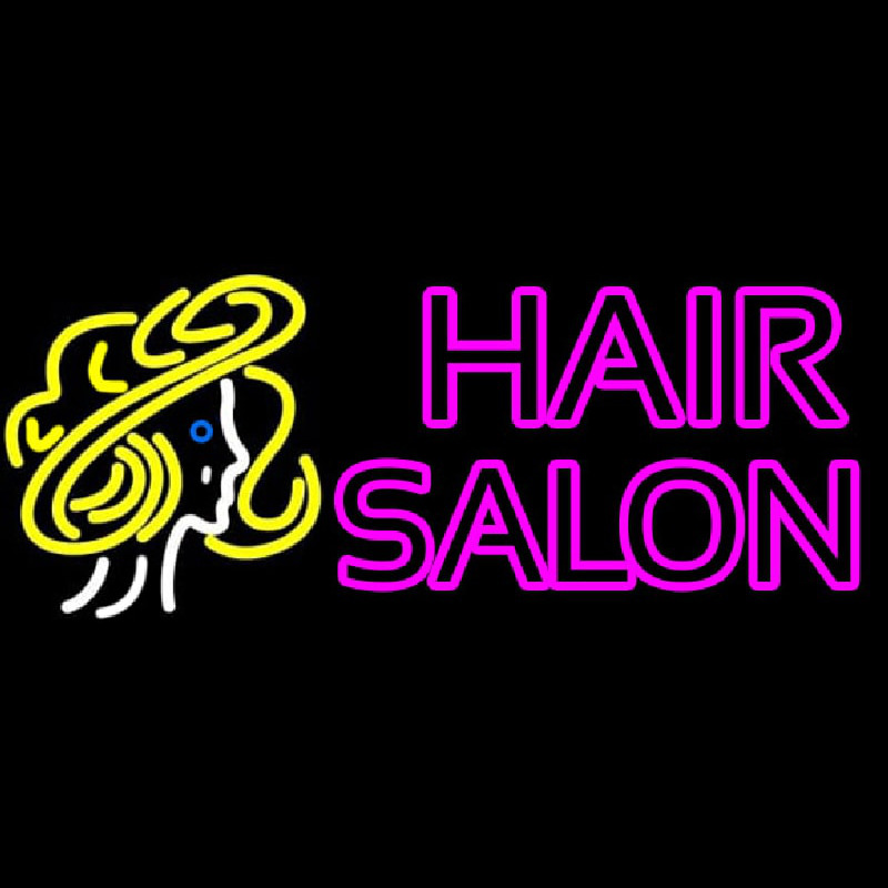 Pink Double Stroke Hair Salon With Girl Logo Neonkyltti