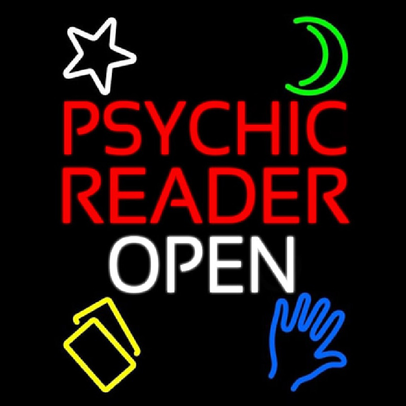 Psychic Reader Open Block White Border Neonkyltti