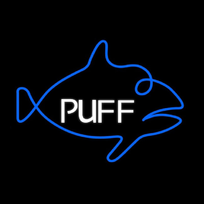 Puff Blue Fish Neonkyltti