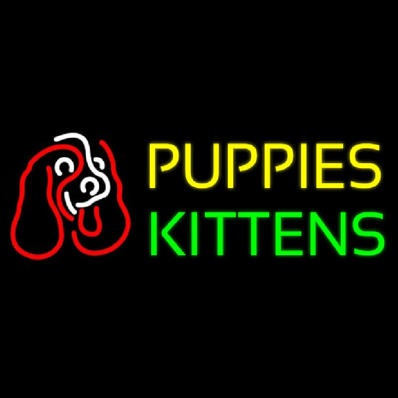 Puppies Kittens With Logo Neonkyltti