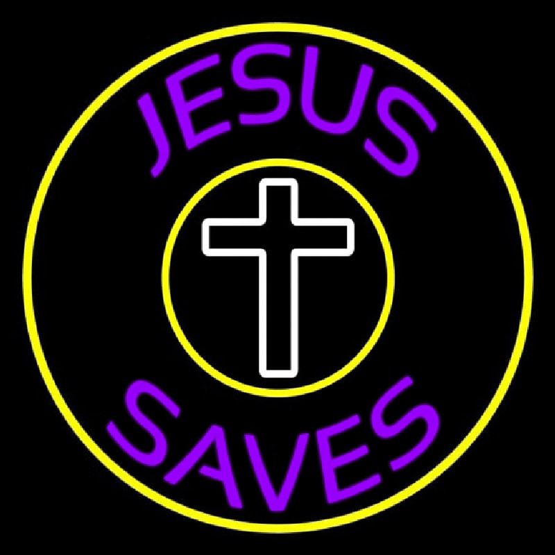 Purple Jesus Saves White Cross Neonkyltti