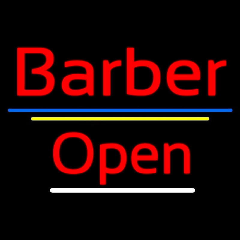 Red Barber Open Blue Yellow Lines Neonkyltti