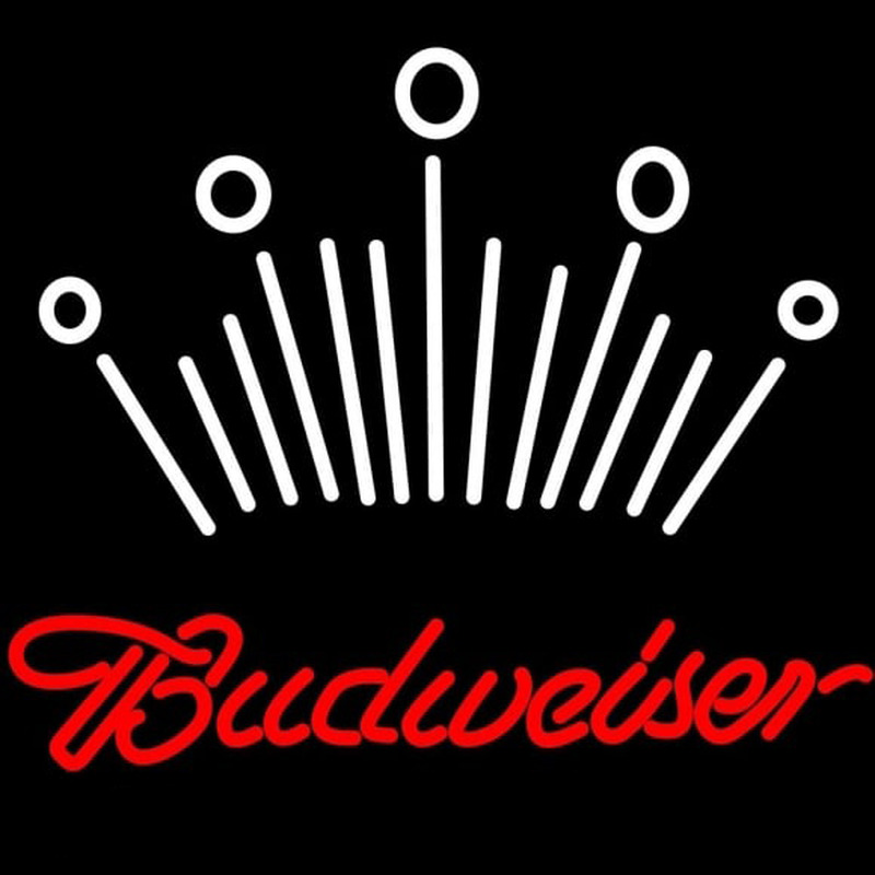 Red Budweiser White Crown Beer Sign Neonkyltti